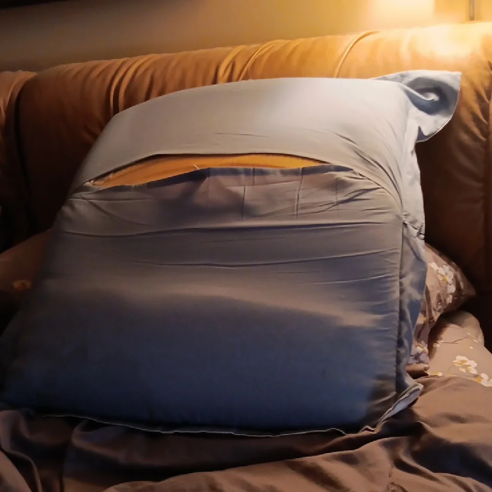 Luxurious Blue and Cream Pillow Cover With Foam Insert And King Size Bedskirt.‎